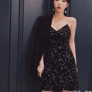 Black Starry Slip Dress